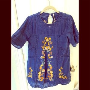 Free People Victorian Dress in Floral Embroidery